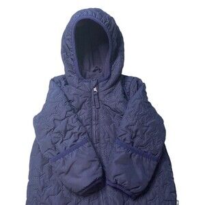 Baby Gap Winter Full Onesie Quilted Star Design Navy Lined Hood